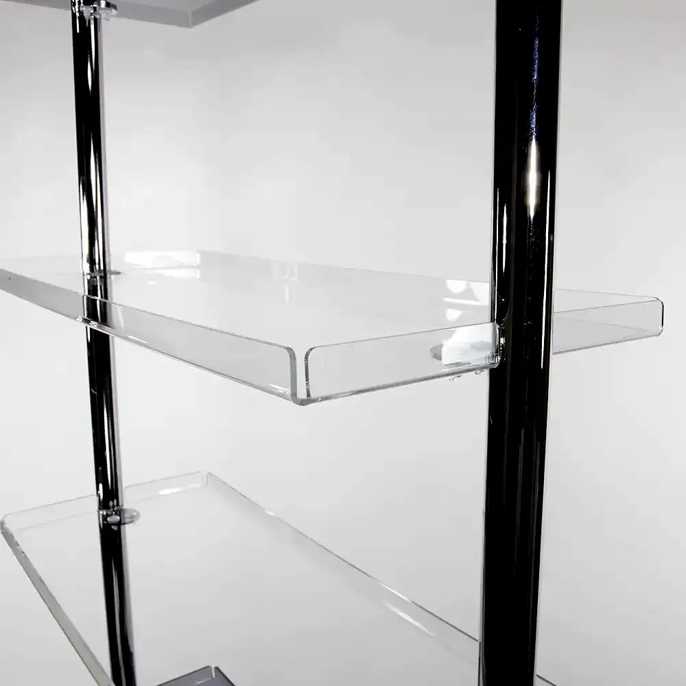 Espositori da terra in metallo con ripiani plexi - Seven Group